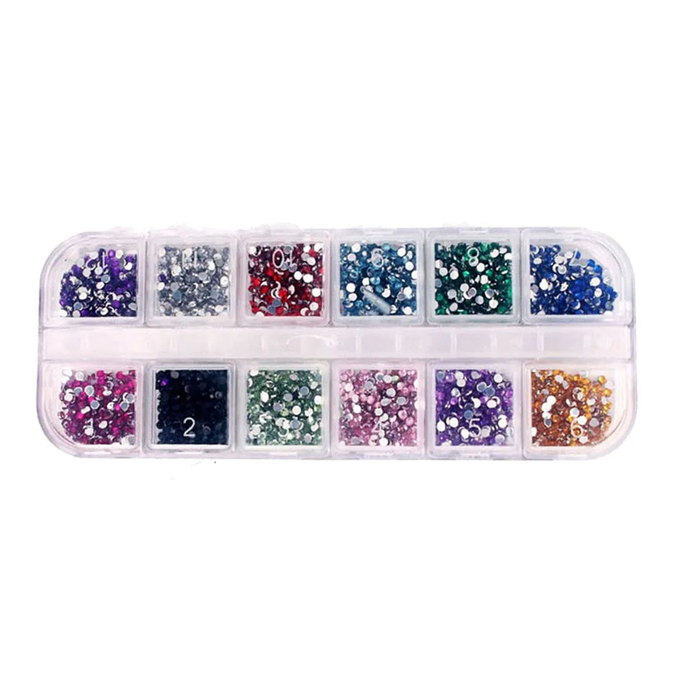 1 Box 12 Colors Colored Rhinestones Teardrop Acrylic Drills For Diy Art Decor Design Manicure Supplies Nail Art Drill Nail Decor