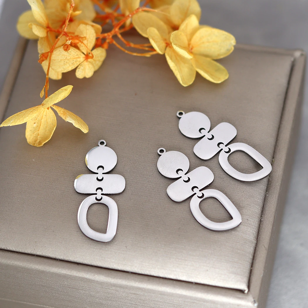 3 szt. Geometryczne nieregularne Charms Charms na materiały do ​​wyrobu biżuterii Wisiorki ze stali nierdzewnej DIY kolczyk naszyjnik