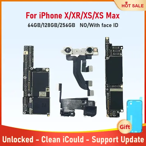 Carte mère testée pour iPhone X XR XS Max 64g 128g 256g carte mère déverrouillée avec carte mère iCloud nettoyée Face ID