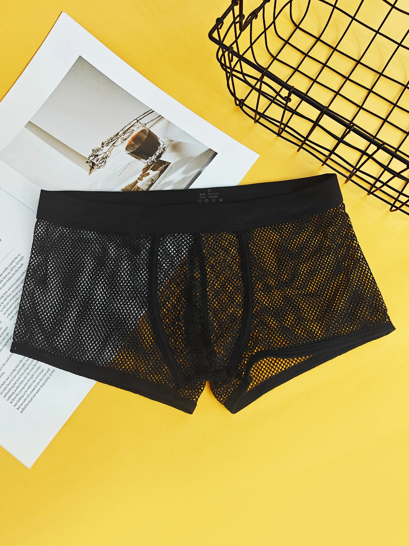 

Men Elastic Waist Underwear Mid Waist Mesh Breathable Boxers Transparent Trunks Comfortable High-quality Underpanties