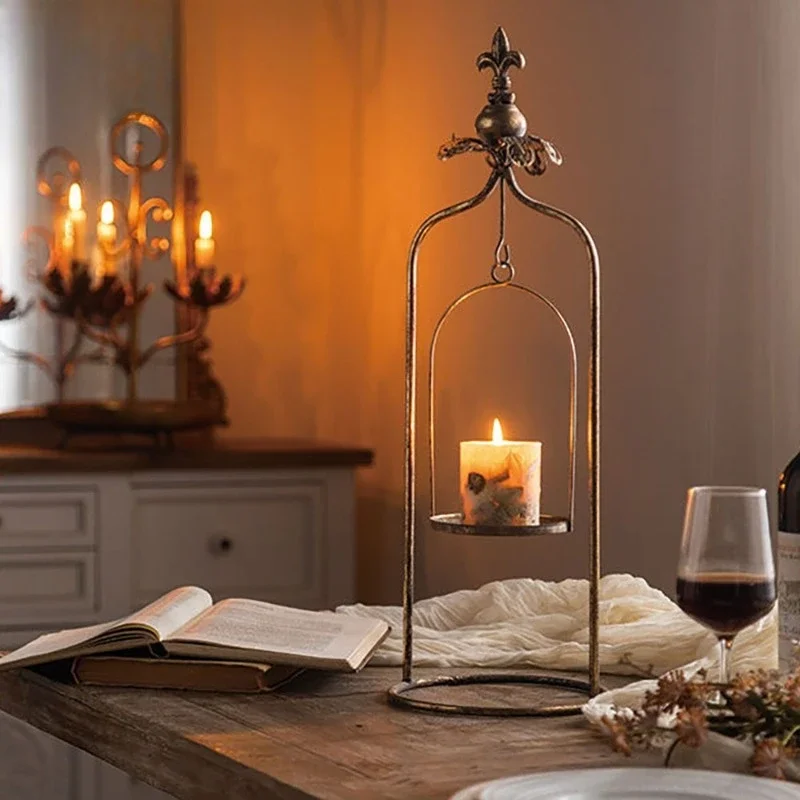 American retro metal candle holder