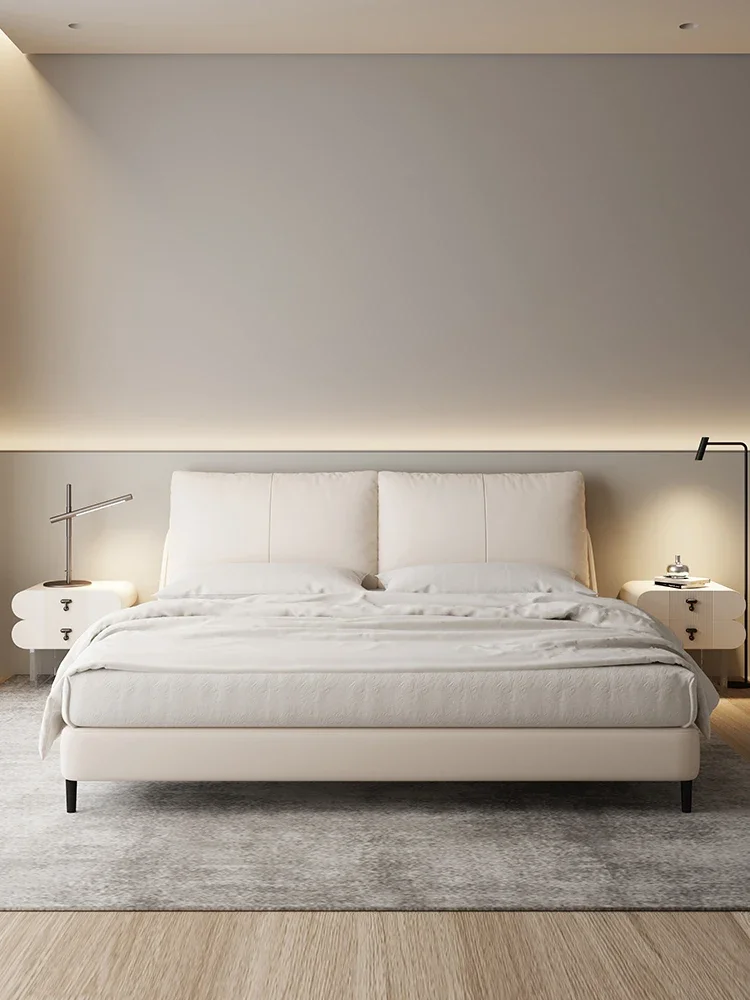 

Nordic fabric bed modern minimalist double bed technology fabric light luxury tatami mat edge fabric bed