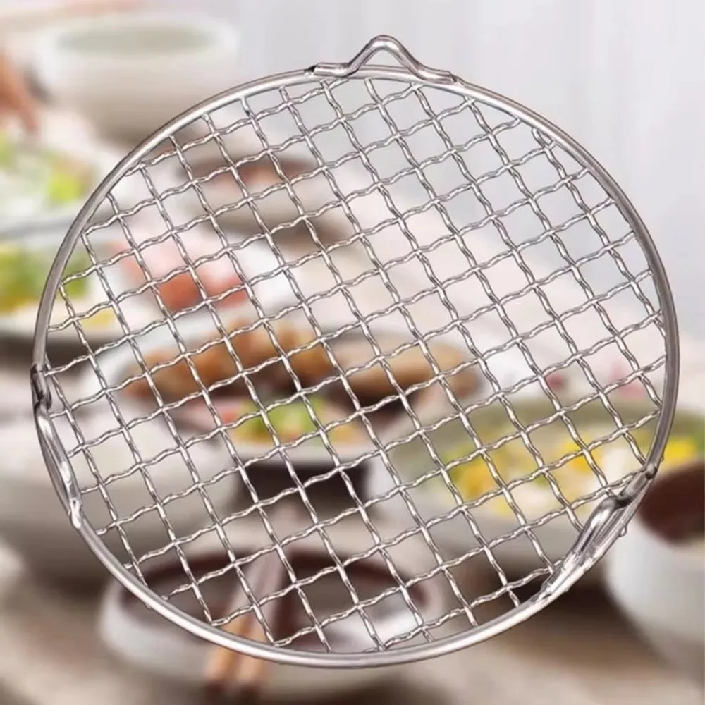 

Durable Stainless Steel BBQ Cooling Rack with Foot Stackable BBQ Net Non-Stick Round Shape Grill Mesh Barbecue