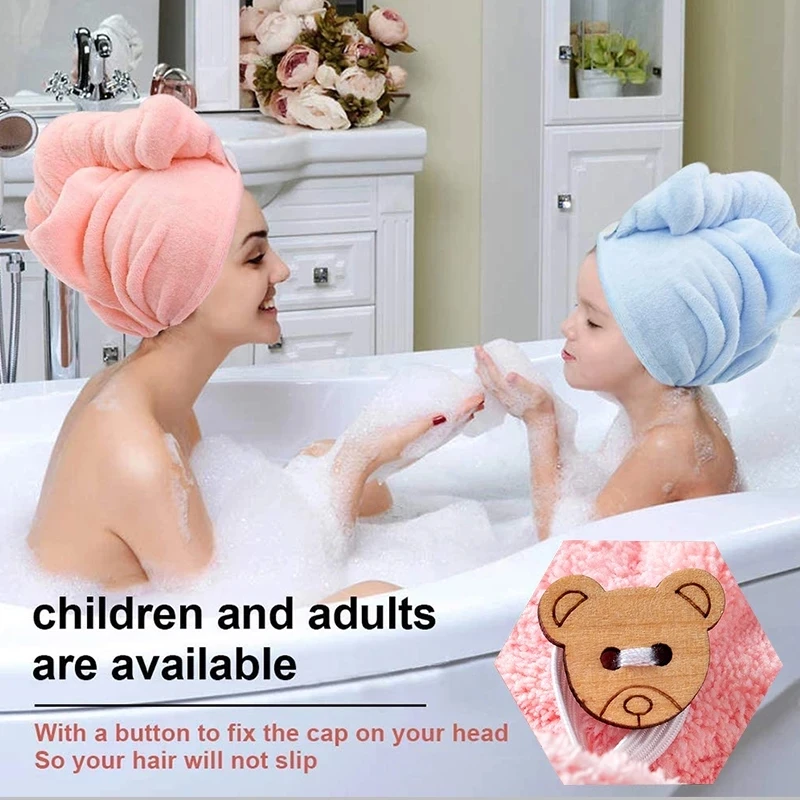 Women Girl's Magic Microfiber Shower Cap  Bath Hats for Women Dry Hair Cap Quick Drying Soft for Lady Turban Head Towel