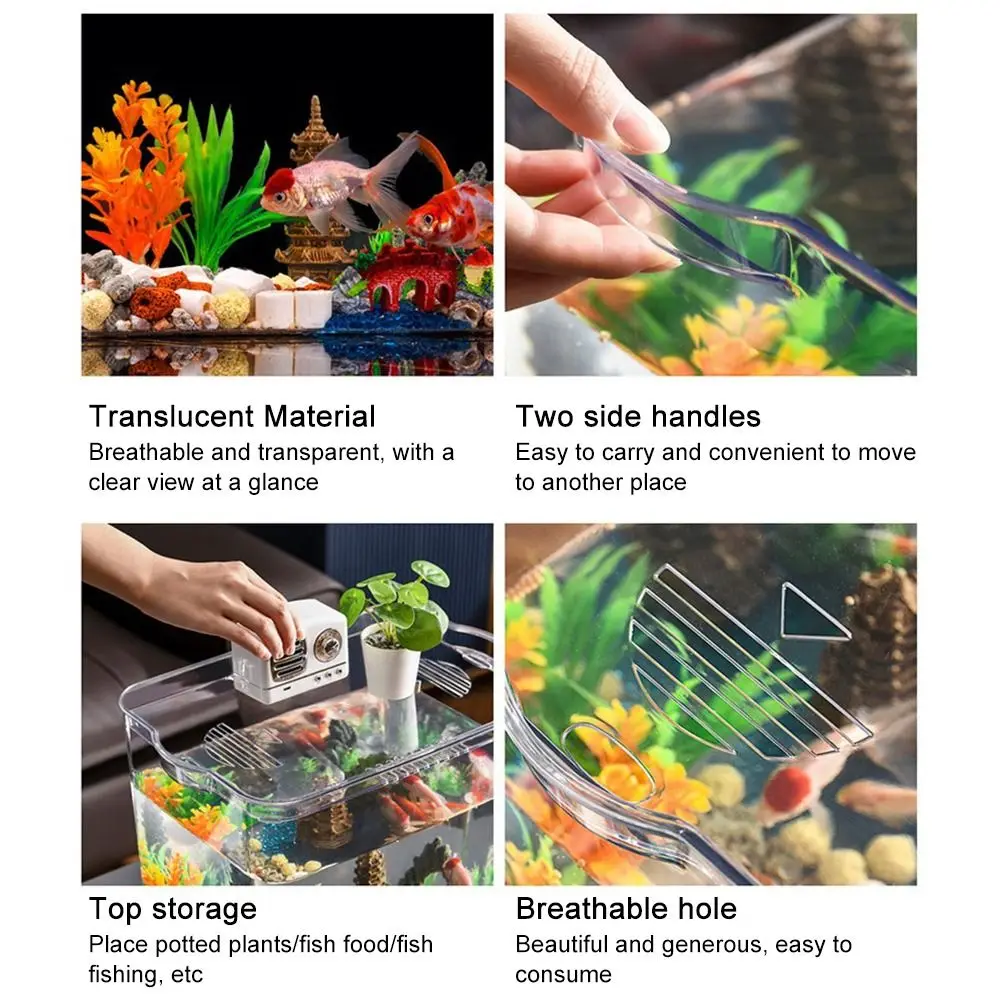 High Quality Transparent Fish Tank Square With Lid Fish Breeding Box Plastic Goldfish Tank