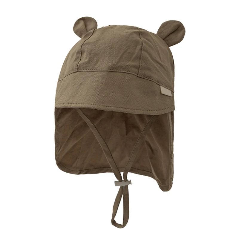 

Baby Boys Girls Camping Hiking Hat Cartoon Small Ears Design Wide Brim Kids Outdoor Sunshade Hat Breathable Windproof Shawl Hat