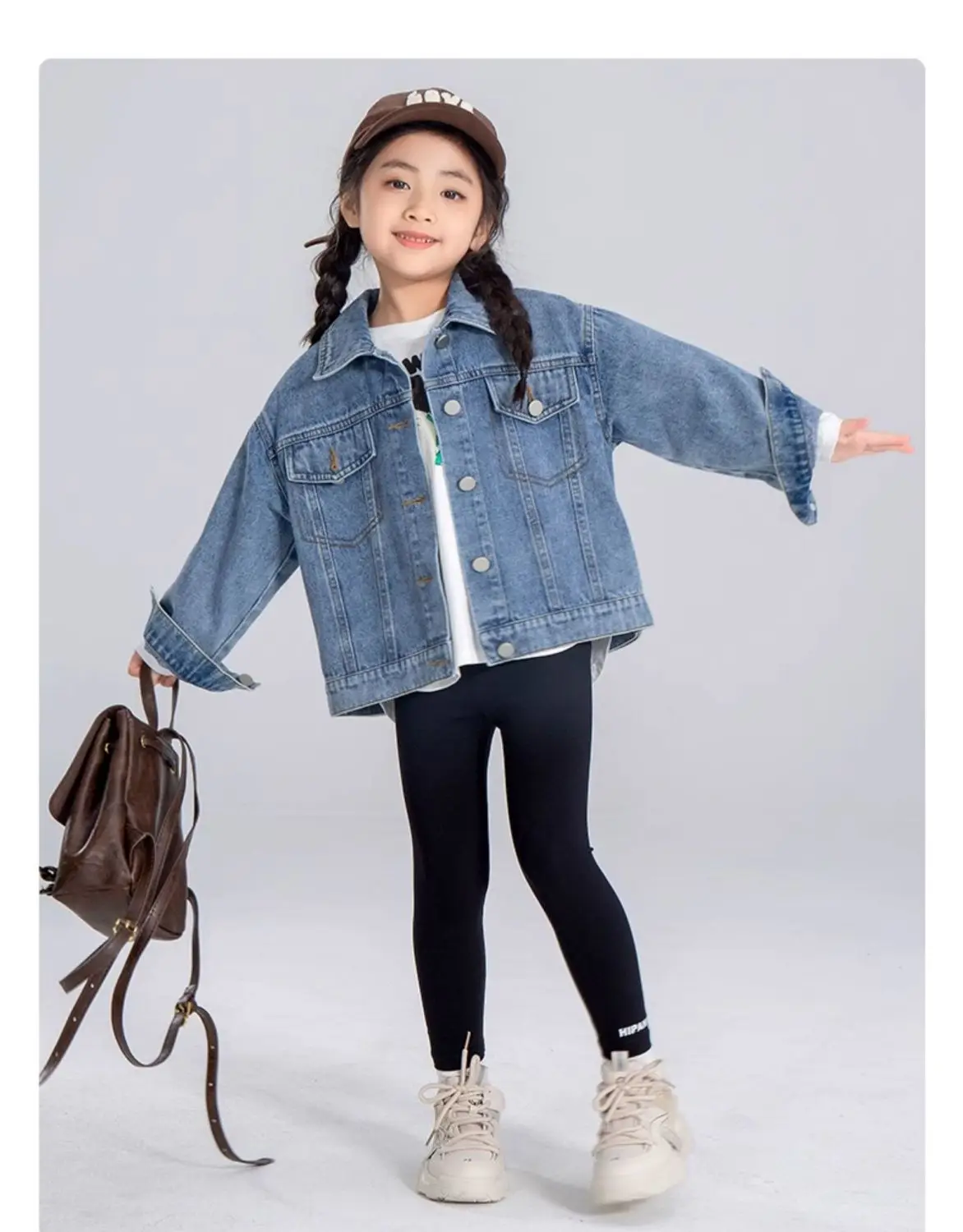 Teenage Girls\'  Denim Jacket Spring and Autumn New Boys\' Casual Cool Handsome Denim  Coat Children\'s Top