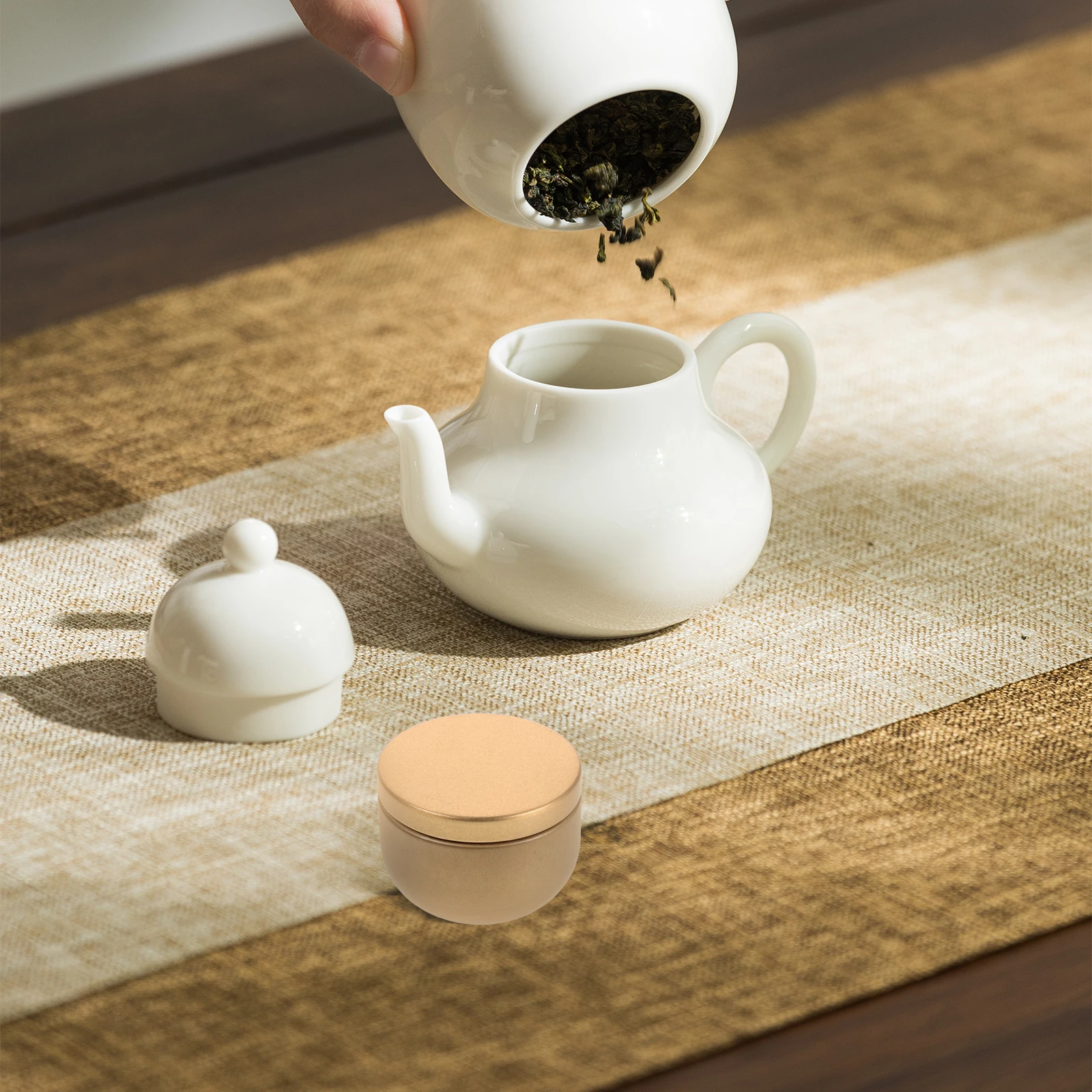 

6 Pcs Tinplate Tea Canister Durable Sealed Mini Iron Box Coffee Storage Airtight Round Shape Container Packaging