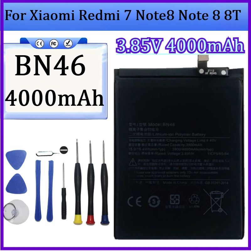 

New BN46 Long 3.85V 4000mAh Replacement Battery For Xiaomi Redmi 7 Note8 Note 8 8T Phone Battery