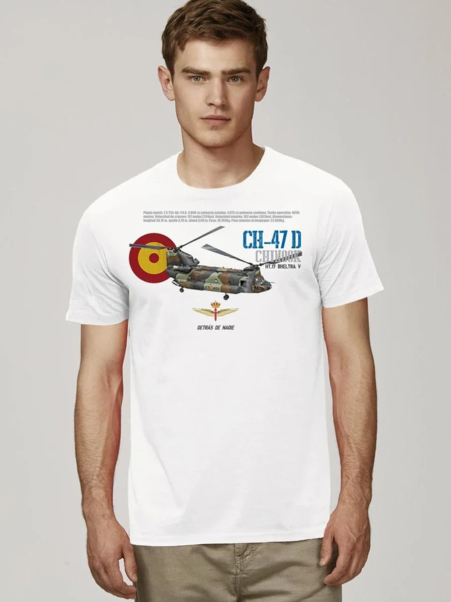 Spanish Army CH-47D Chinook Helicopter T Shirt New 100% Cotton Short Sleeve O-Neck T-shirt Casual Mens Top