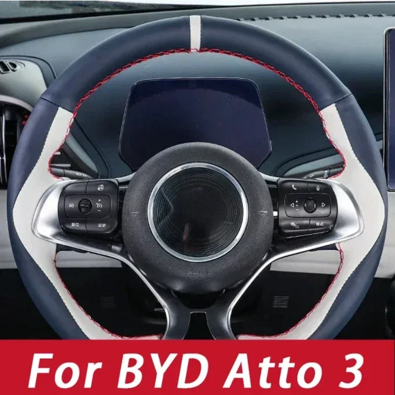 

Ultrafine Fiber Leather Hand Sewing DIY Car Steering Wheel Cover Steering-wheel Covers for BYD Atto 3 EV 2022 2023