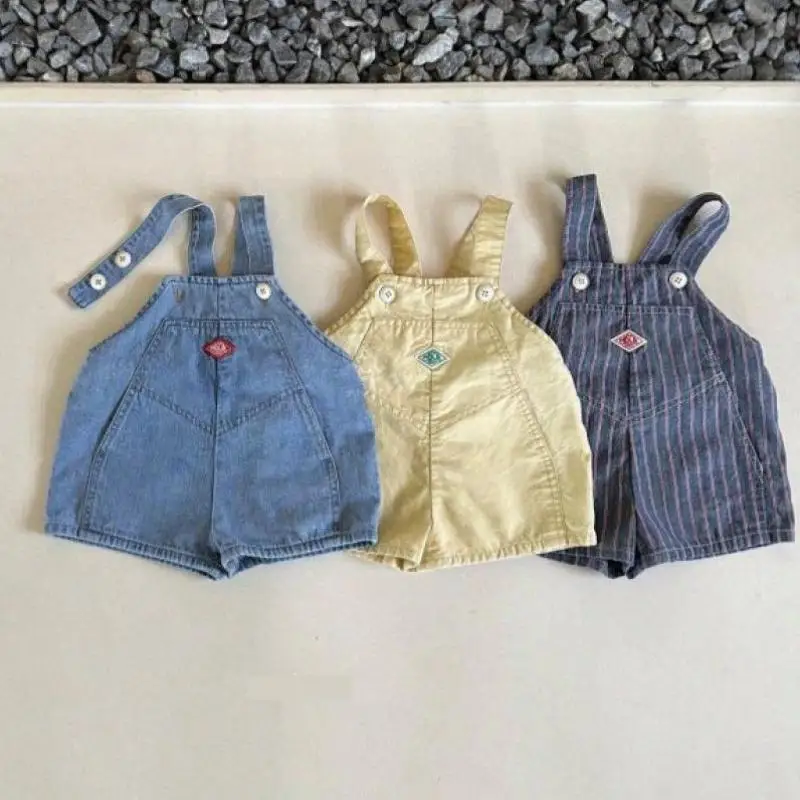 

2025 Summer New Children Denim Overalls Solid Baby Girls Casual Shorts Fashion Kids Jeans Bib Boys Versatile Strap Shorts