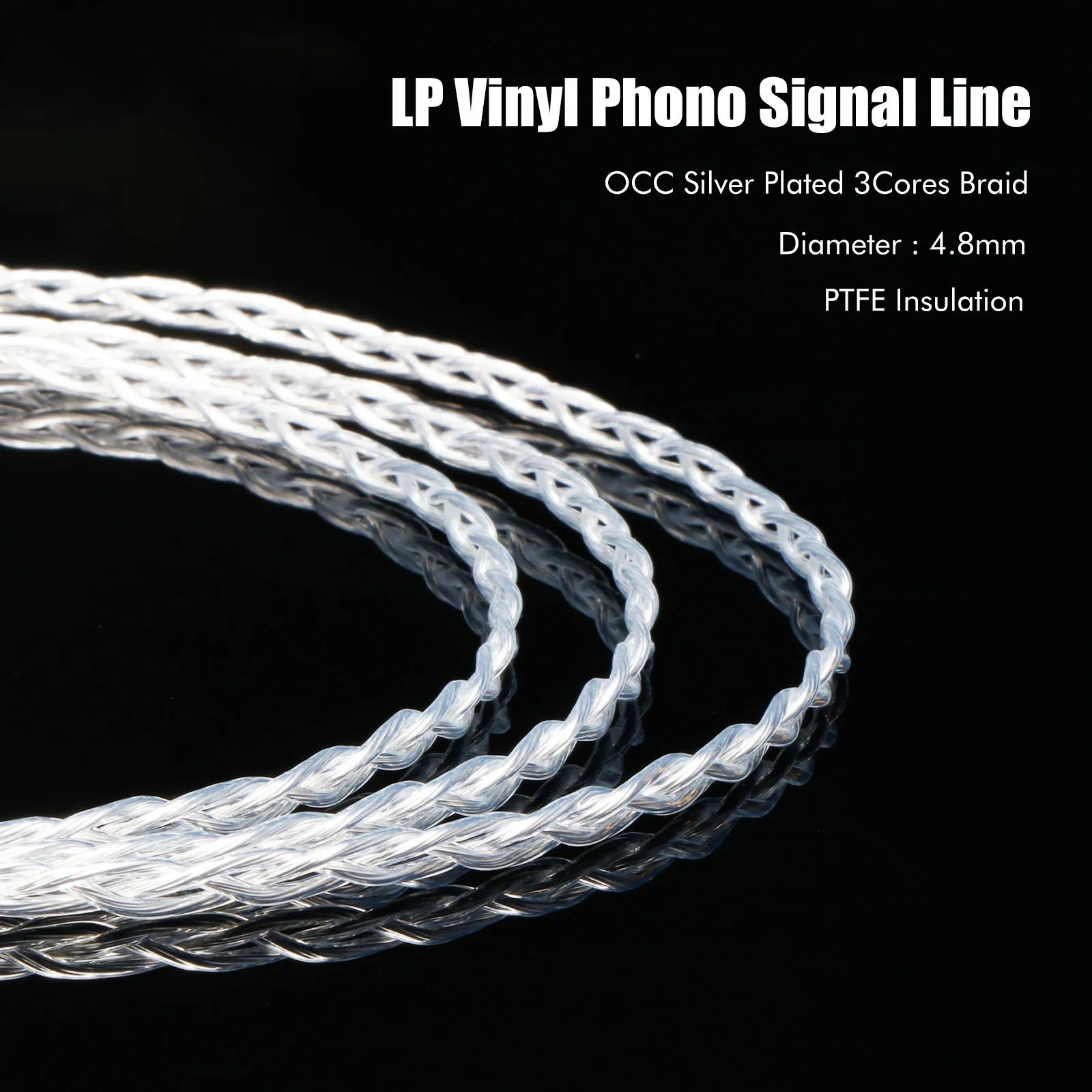 Kabel Hi-Fi 3AG do płyt winylowych, posrebrzany kabel połączeniowy OCC, posrebrzany kabel wzmacniacza, kabel Hi-Fi z wtykami widełkowymi Y, kabel mostkowy Hi-Fi — zdjęcie produktu 5