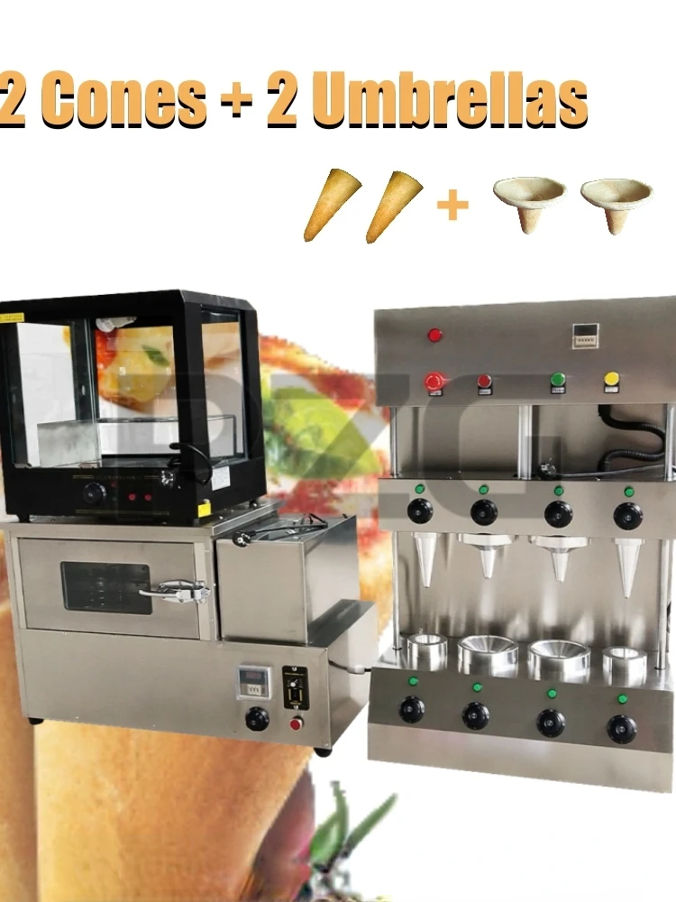 2 Cones 2 Umbrellas Sweet Pizza Cone Maker Ice Cream Cone Making Edible Waffle Cup Maker Machine