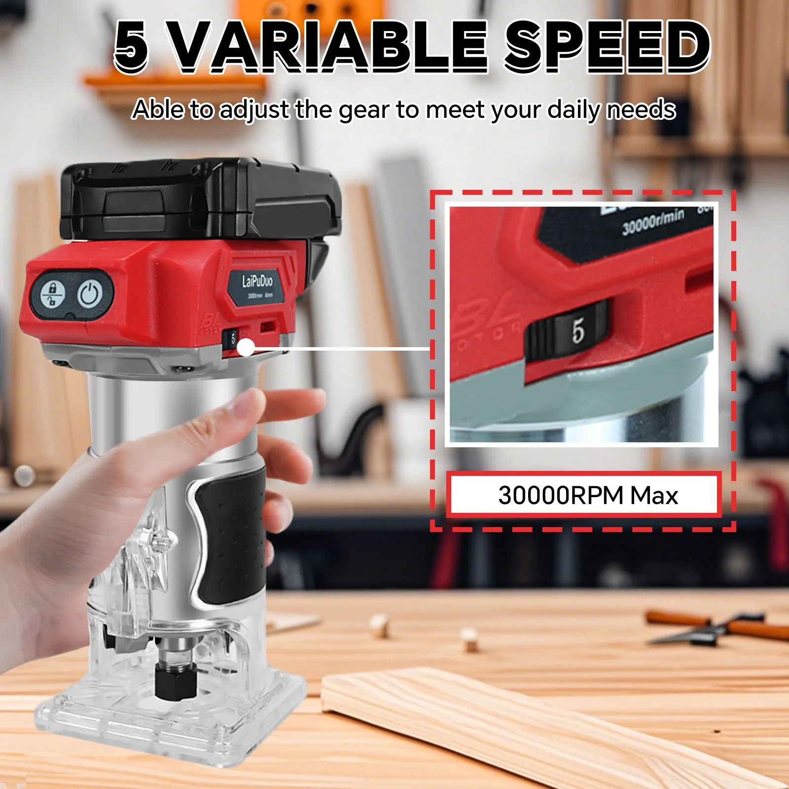 جهاز توجيه الخشب اللاسلكي 800 وات 30000 دورة في الدقيقة ماكينة تشذيب النجارة الكهربائية بدون فرش لبطارية ميلووكي 18 فولت (بدون بطارية)