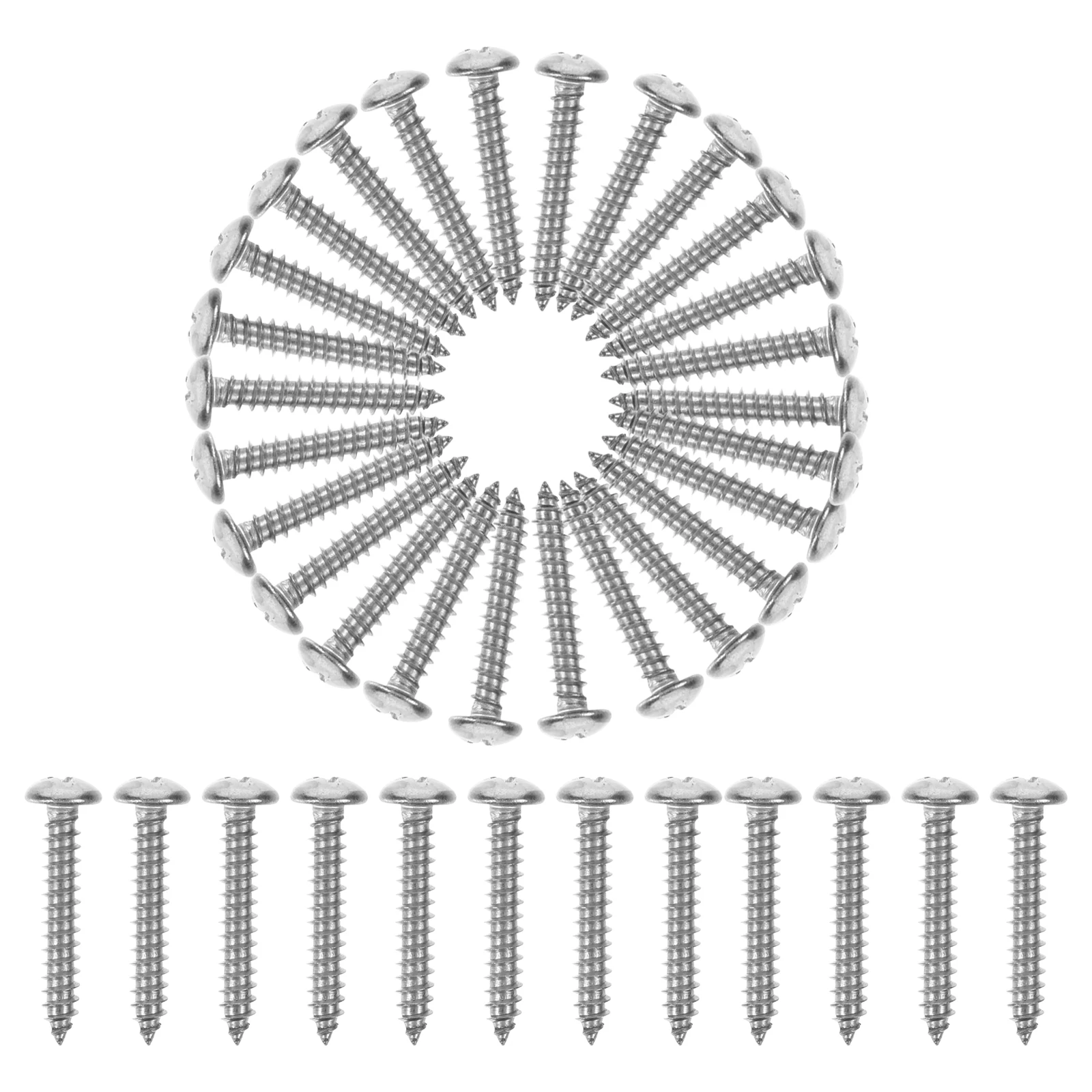 

100pcs Stainless Steel Self Tapping Round Head Wood Metal Flat Wall Plate Sheet Metal Drilling Screws For Furniture Repairs