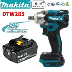 Original Makita DTW285 Tools Impact Wrench Machine Brushless Cordless Electric Wrench High Torque Tool & Makita 18V Battery