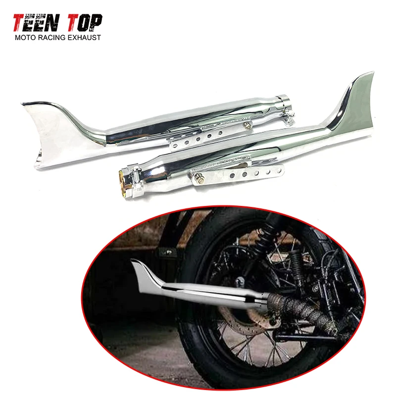 

Racer Motorcycle Exhaust Muffler Retro Chrome Fish Tail Pipe 24HP 32HP Engine Part For Ural XL883 1200 K750 M1 M72 R71 R12 Dnepr
