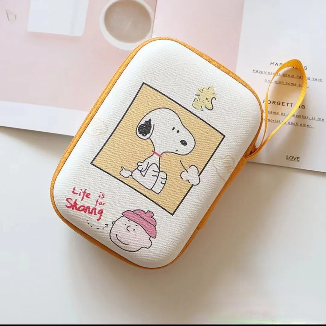 Snoopy Portable Data Cable Storage Bag Cartoon Travel Earphone Wire Organizer Case Cute Multi-Function Data Cable Headset Bag