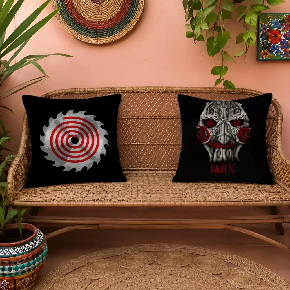 Horror Movie S-Saw X Anime Double-Sided Soft Plush Invisible Zipper Breathable for Sofa Bedroom Car Cushion Cover