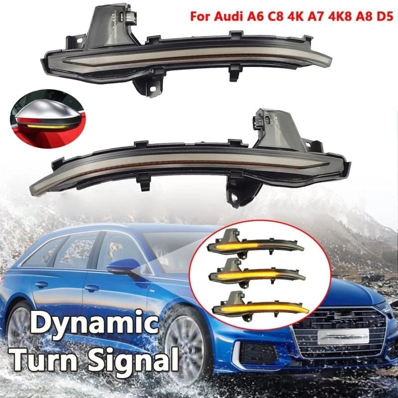 

P5ED Flowing Water Dynamic Sequential Rearview Side Mirror LED Turn Signal Light for A6 A7 A8 C8 S6 Waterproof 2x