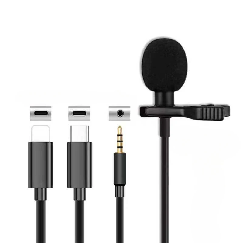 Mini Lapel Microphone Type-C/3.5mm Mobile Phone Live Video Sound Card Camera K Song Recording Interview Noise Reduction