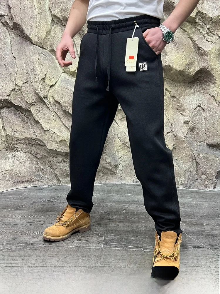 

Мужские спортивные брюки на флисовой подкладке из ткани Air Layer, не мнущиеся, с эффектом норкового бархата, прямого кроя, повседневные