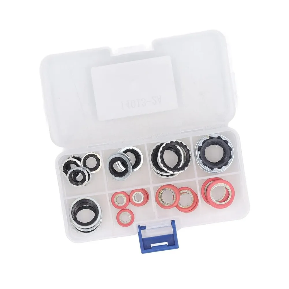 40PC Air Conditioning Gasket Seal Kit for Compressor Overhaul Including High Durability Rubber and Metal Seals