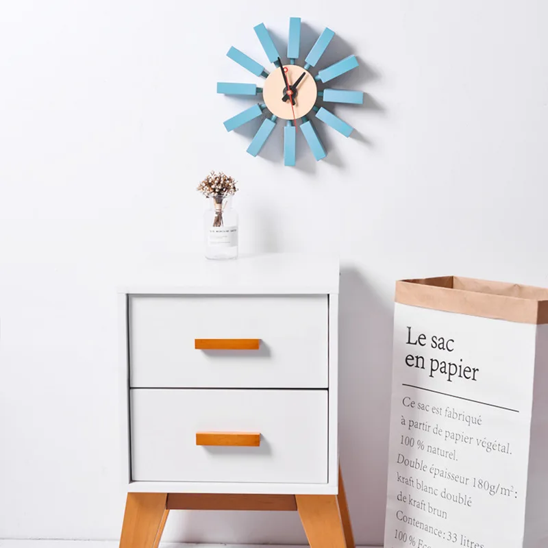 

Customizable square wood clock living room wall clock