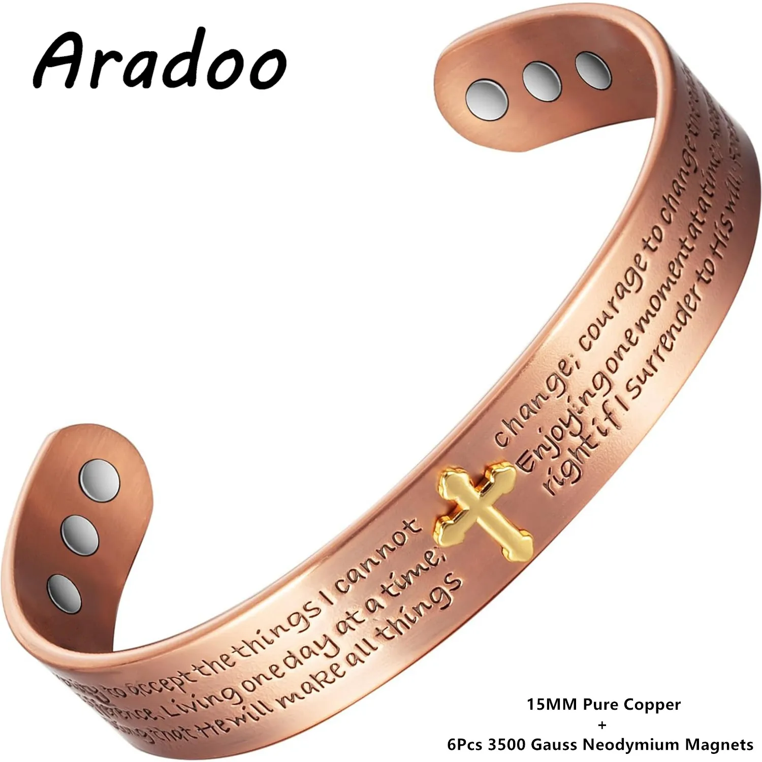 ARADOO Armbänder aus reinem Kupfer für Männer und Frauen, Kreuz-Stulpe, Armreif, Schmuck, Geschenke
