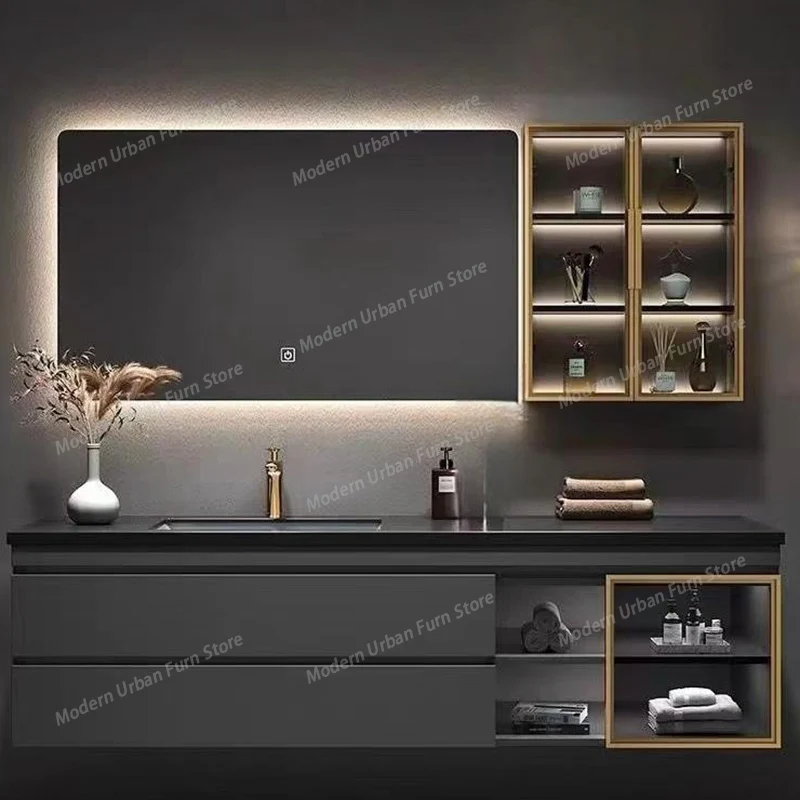 Narrow Modern Simple Rock Cabinet Corner Storage Organizer Mirror Cabinet Vanity Unit Luxury Wall Shelves Mobile Bagno Furniture