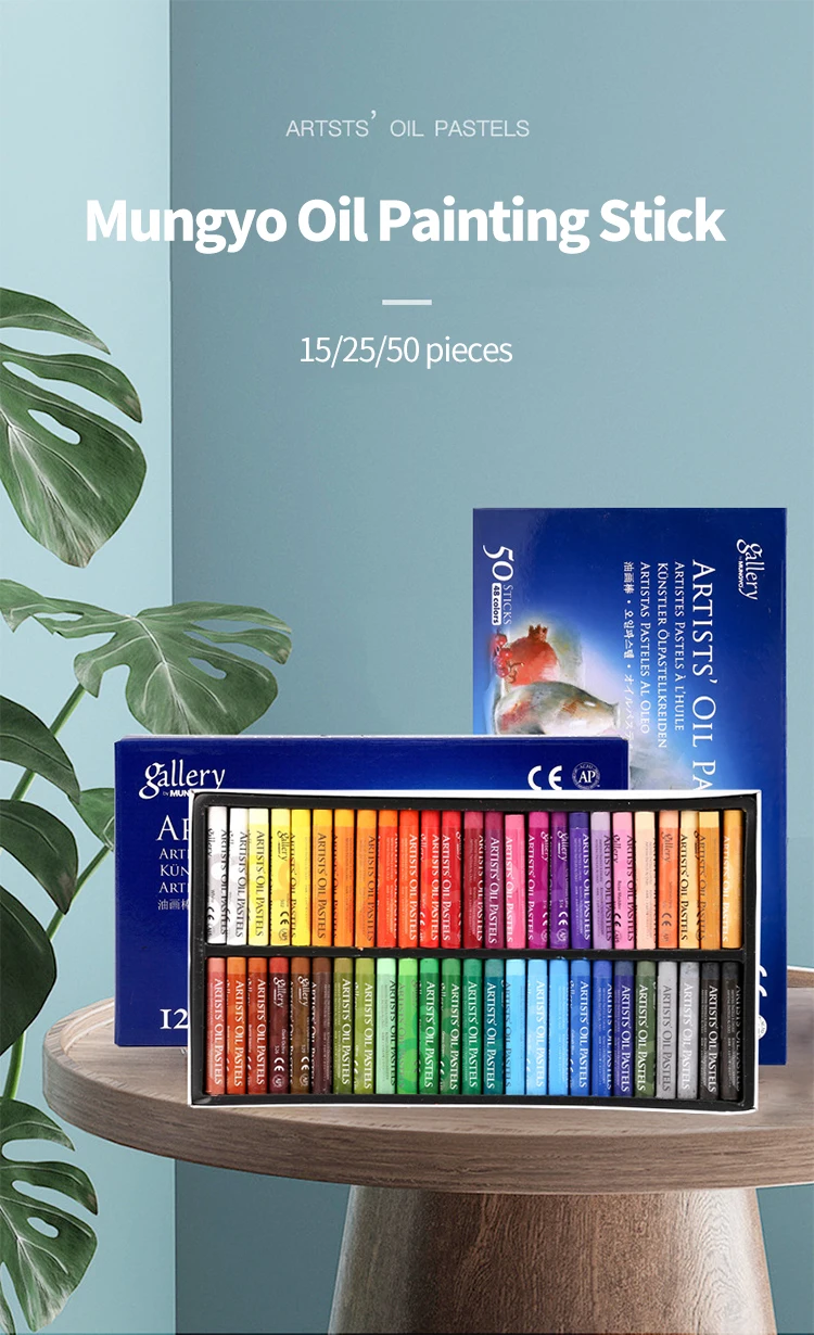 MUNGYO Künstler-Ölpastell-Set, 12/25/50, professionelle Malerei, Zeichnung, Graffiti-Kunst, Buntstifte, waschbar, rund, ungiftig – Detail 1