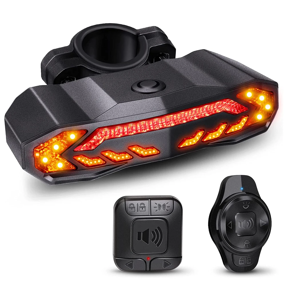 WSDCAM Smart Bike Tail Light with Turn Signals Bike Alarm Horn with Remote Rechargeable Waterproof Bike Rear Bike Brake Light image 3