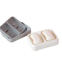 2 Pcs Dual Compartment Soap Dish, Multi-purpose Double Bar Soap Holder, 2 Divided Compartments Simple Plastic Mesh Soap Box