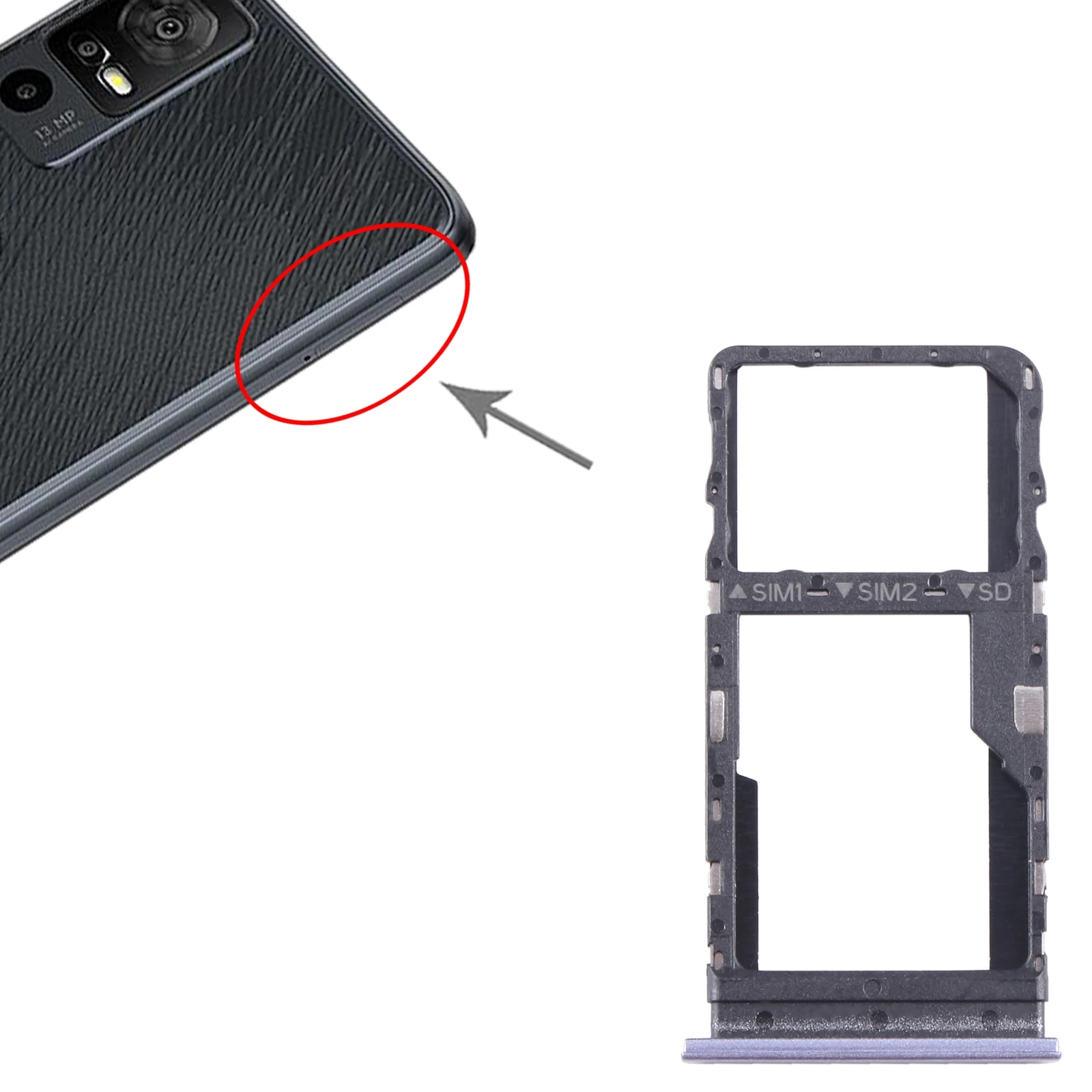 SIM + Micro SD Card Tray for TCL 40 SE SIM Card Tray Slot Holder Drawer Phone Spare Part