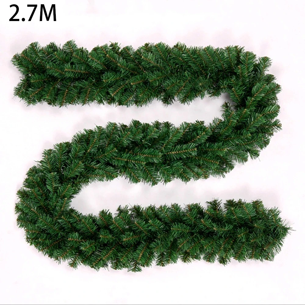 

Christmas Decoration Artificial Rattan Pine LED 2.7M Christmas Pine Tree Rattan with Lights Wall Door Decor Fake Green Spruce