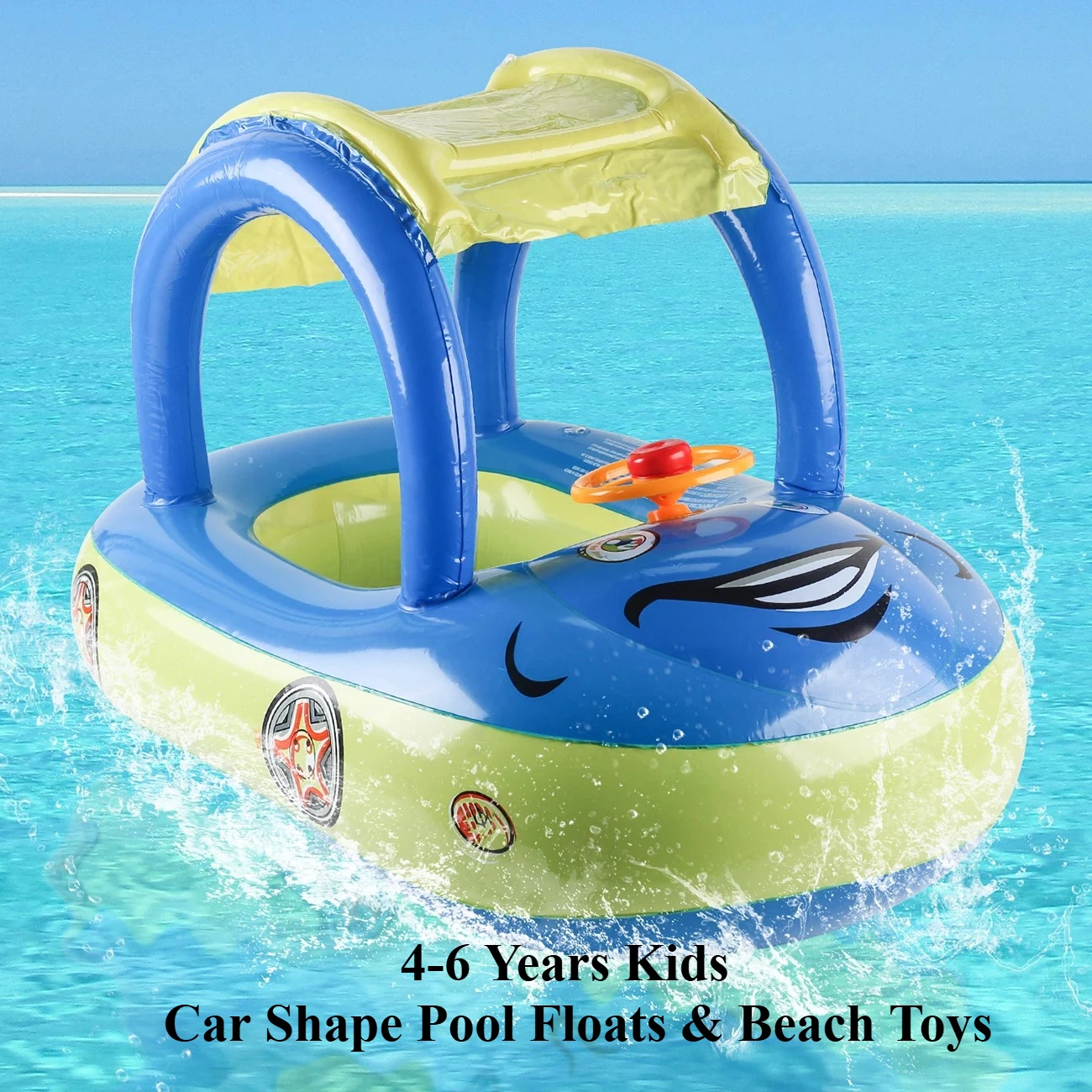 Car Style Toddler Swim Floaties - Baby Pool Ring for 4-6 Years, Kids Beach Toys & Floaty pool games pool inflatable