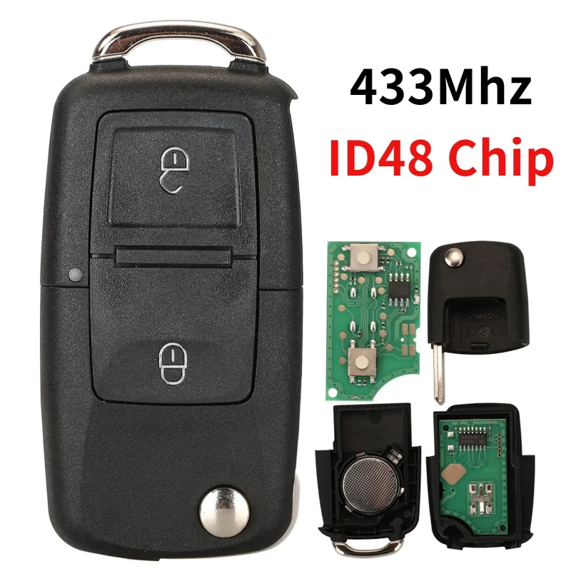 

Remote Control 434MHZ ID48 Chip Tranponder Car Key For VW MK4 Seat Altea Alhambra Ibiza 1J0959753CT/DJ/1M0959753C 2B