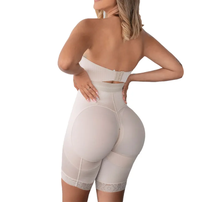 Fajas Colombianas Moldeadoras Panty Body Shaper With Brassier Pressure Shaping Smooth Touch Shorts With Front Closure Hook-eye