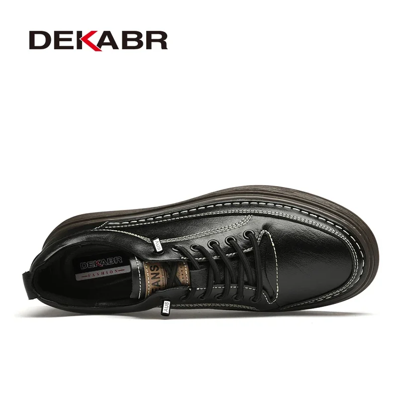 DEKABR Men's Quality Genuine Leather Trend Casual Fashionable Comfortable Anti-Skid Flats Soled Skateboard Shoes Size 37-47