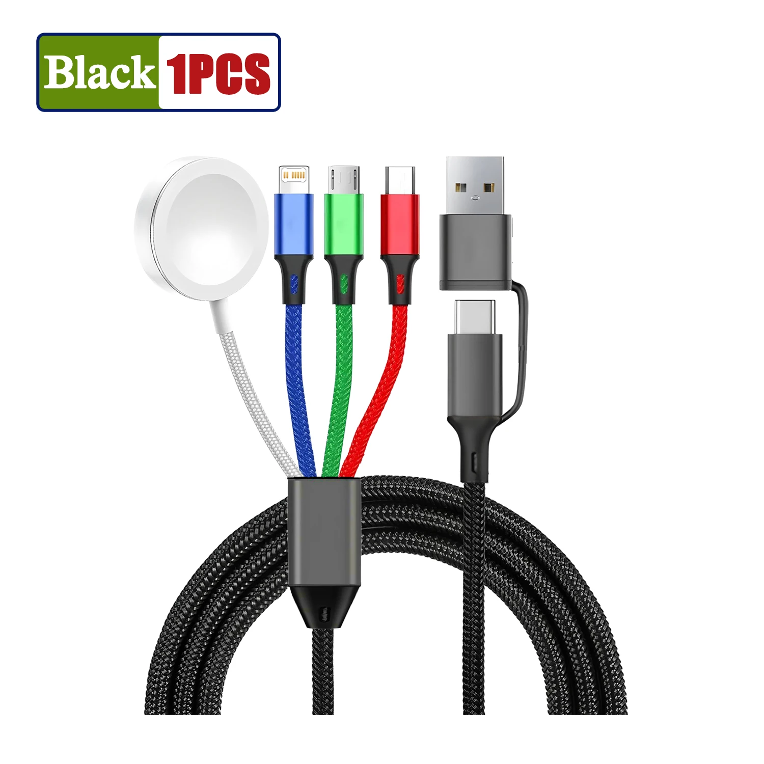 1pcs 4-in-2 Portable Watch Phone Cable - Type-C/Micro USB for iPhone/Android/Apple Watch 9/8/7/6 Ultra/SE 5/4,Charging Wire