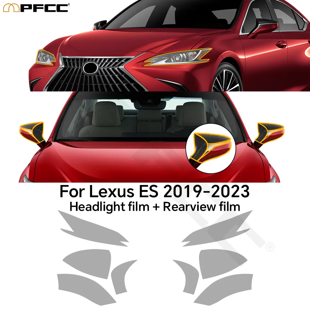 Для Lexus ES 250 300H 350 2019-2023: прозрачная виниловая пленка PPF для фар и зеркал заднего вида, предварительно вырезанная защитная пленка для кузова из ТПУ.