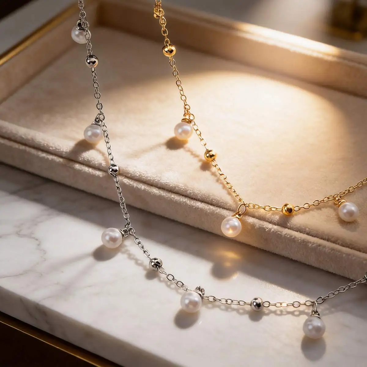 10M New Copper Link Chain Drop Imitation Pearl Beaded 6mm DIY Handmade Hairpin Waist Chain Necklace Crafts Garment Accessories