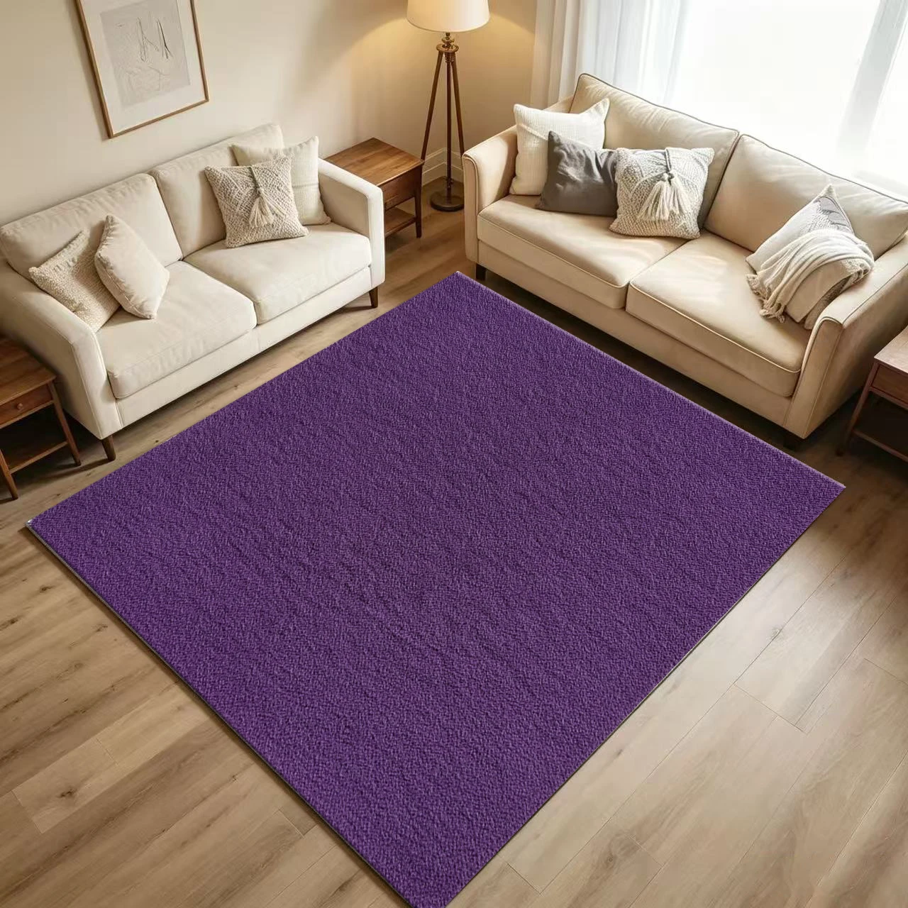 Solid Purple Plain Area Rug Non Slip Washable Simple Modern Living Room Bedroom Carpet