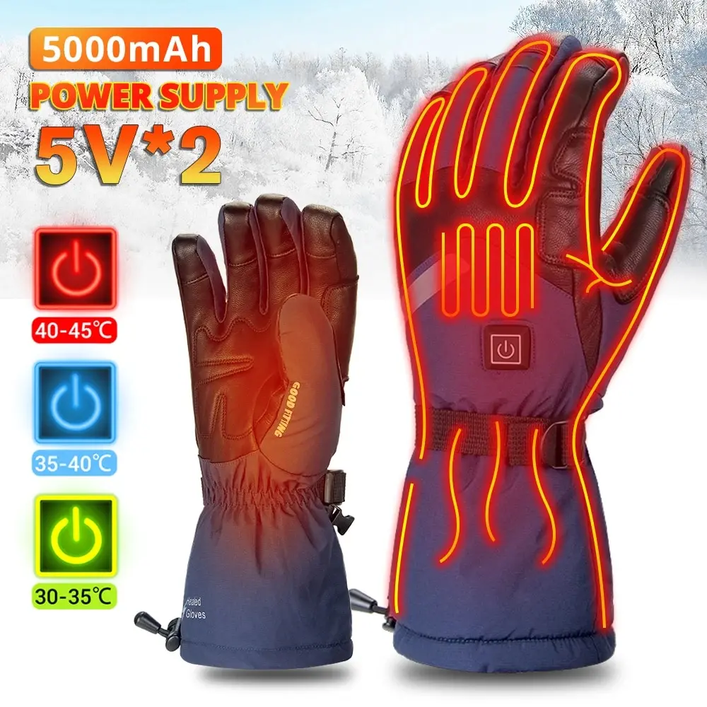 Gants chauffants électriques gants thermiques hiver chaud ski snowboard chasse pêche imperméable chauffé gants rechargeables