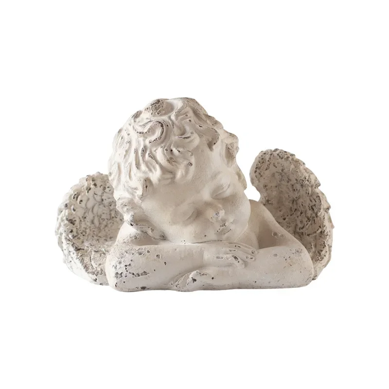 

French retro, angel sculpture old, creative decoration living room, bedroom figure statue