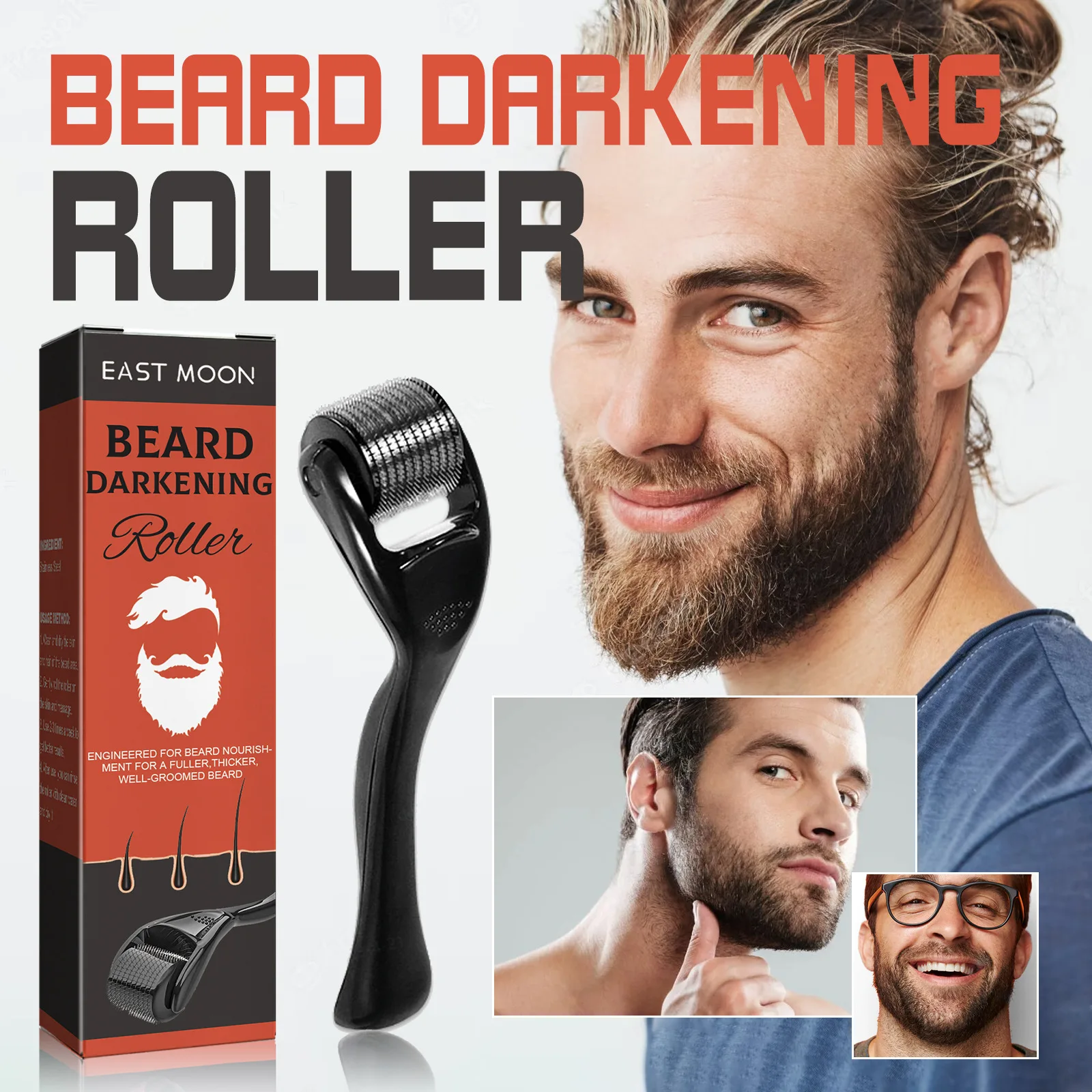 Eelhoe Beard Thick Roller Strong Fibrous Roots Moisten Soft and Bright Men Nourish Thick Growth Beard Comb