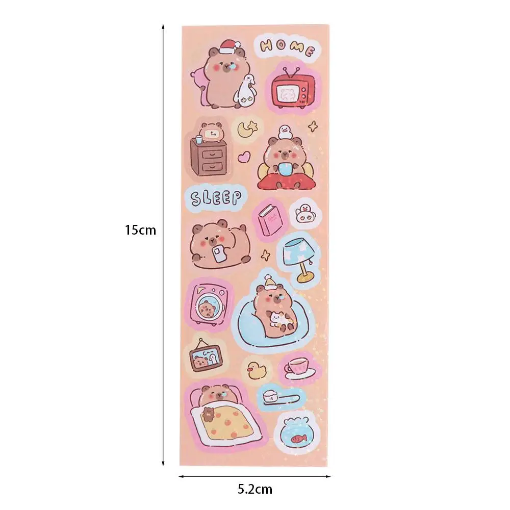 10Sheets School Supplies Capybara Stickers Scrapbooking Cartoon Stickers Capybara Decoration Sticker Graffiti Decals Animal