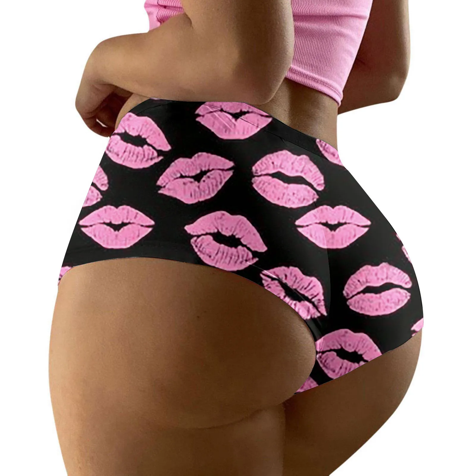 Women's Valentine'S Day Printed Seamless Lingerie Thongs Breathable Low Waist Underwear Sexy Female Printed Briefs трусы женские