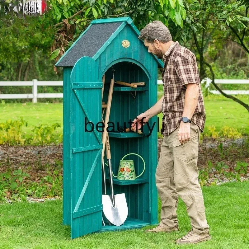 yj57 Gardening Forest Tool Storage Cabinet for Villa Balcony Outdoor Gardening Small Storage Cabinet Wooden Waterproof